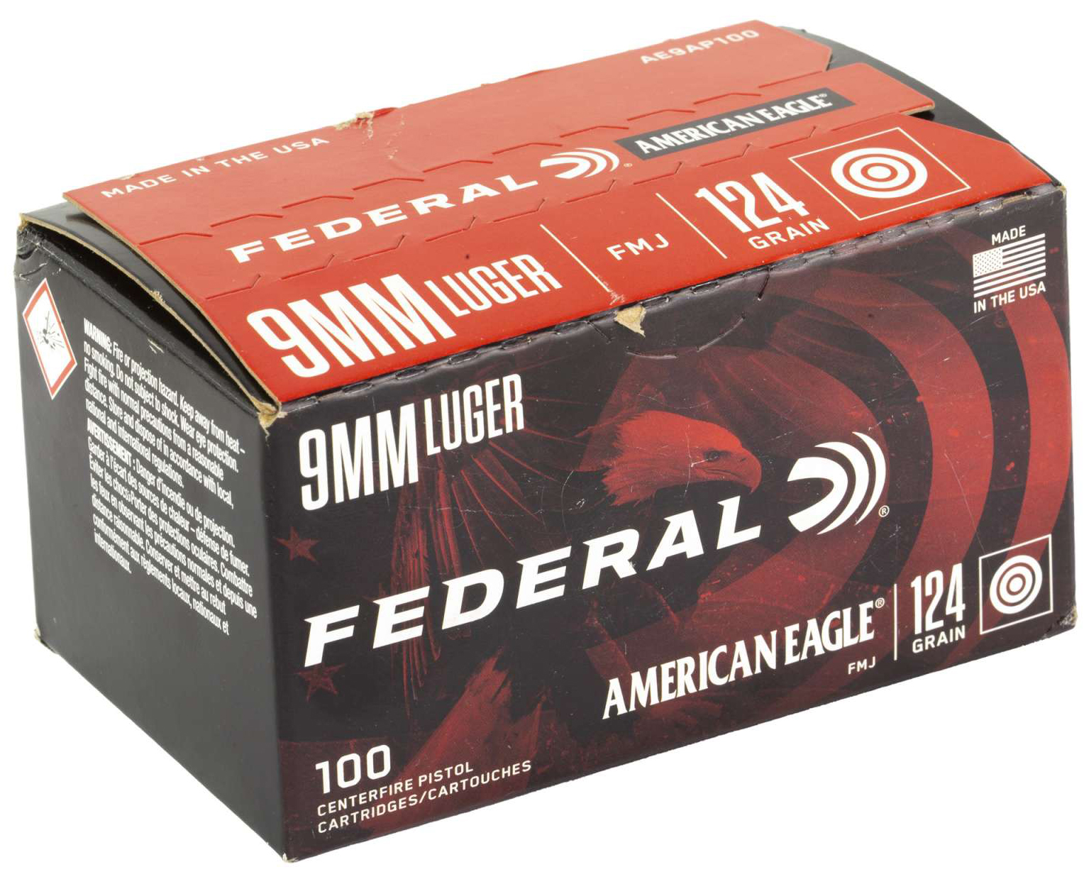 FED AMERICAN EAGLE 9MM 124GR FMJ 100/5 - Sale